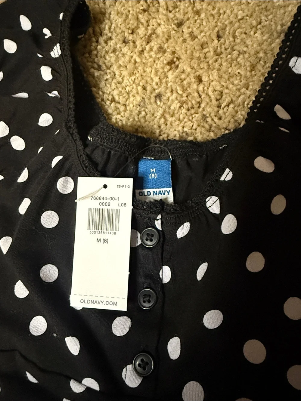 Old Navy Black and White Polka Dot Girls Casual Dress